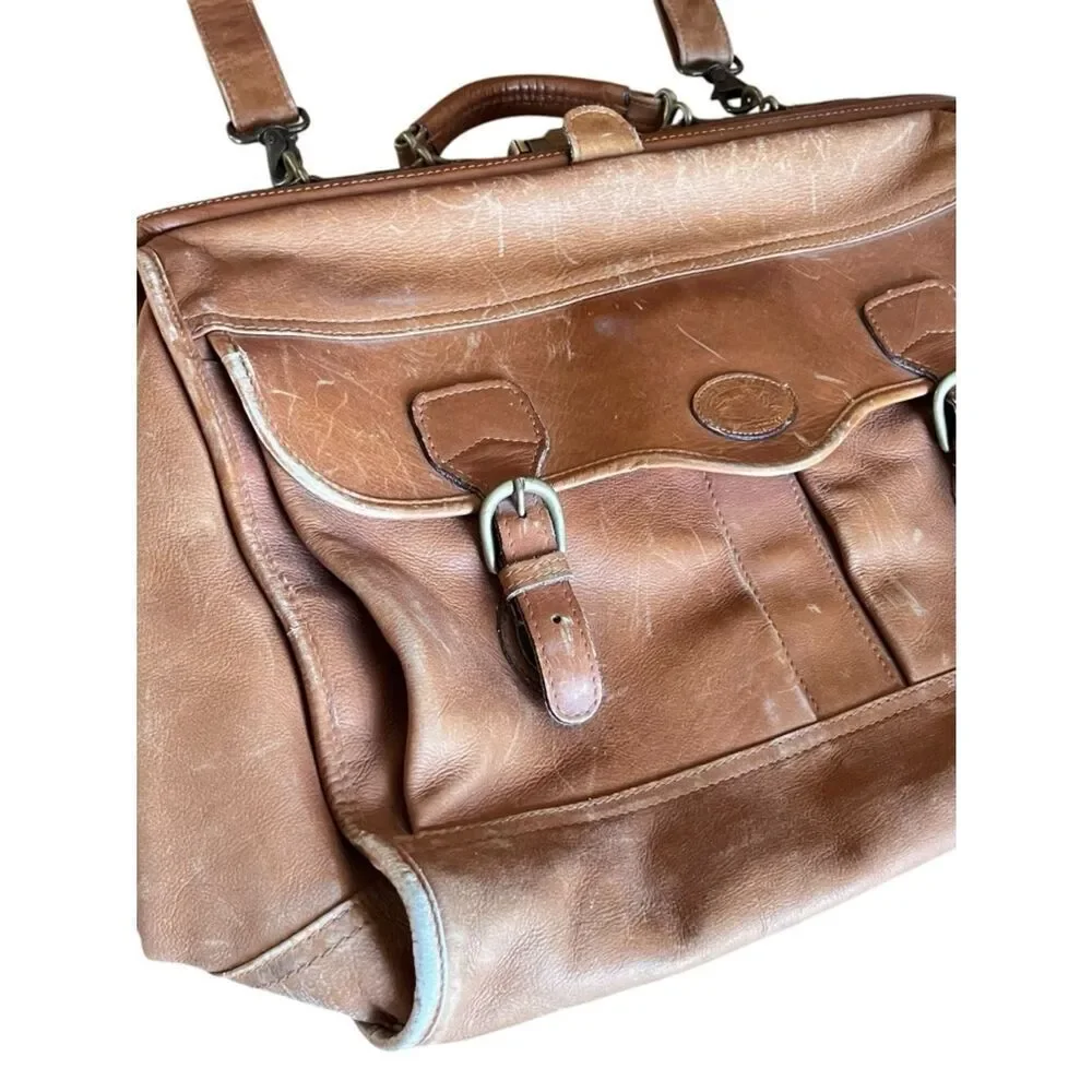 Vintage Dilana Brown Leather Satchel Messenger Bag